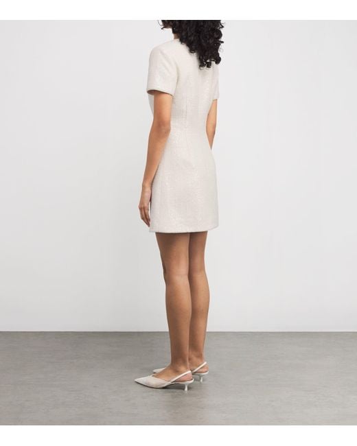 Self-Portrait White Sequin Bouclé Bow Midi Dress