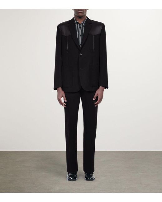 The Kooples Leather Trim Blazer in Black for Men Lyst