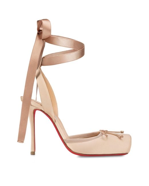 Christian Louboutin Pink Cassia Lace-Up Satin Pumps 100