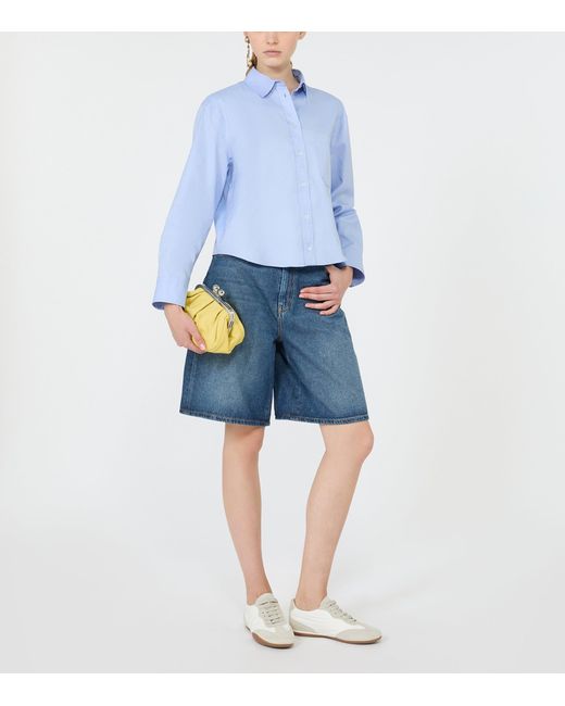 Weekend by Maxmara Blue Cotton Cropped Shirt