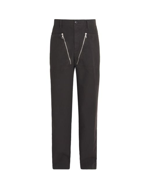 Dries Van Noten Gray Cotton Zip-Detail Trousers for men