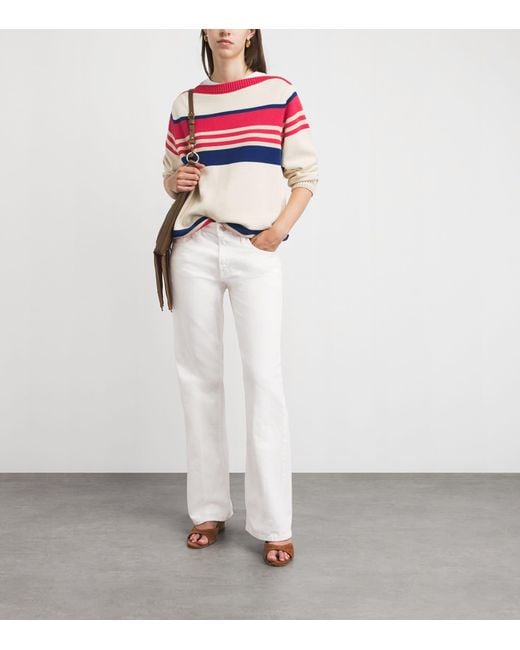 Mother White The Bookie Skimp Wide-Leg Jeans