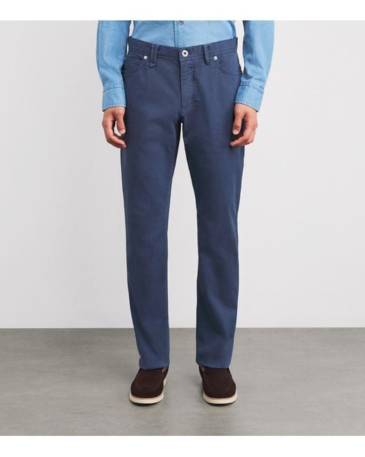 Brioni Blue Stretch-Cotton Chinos for men