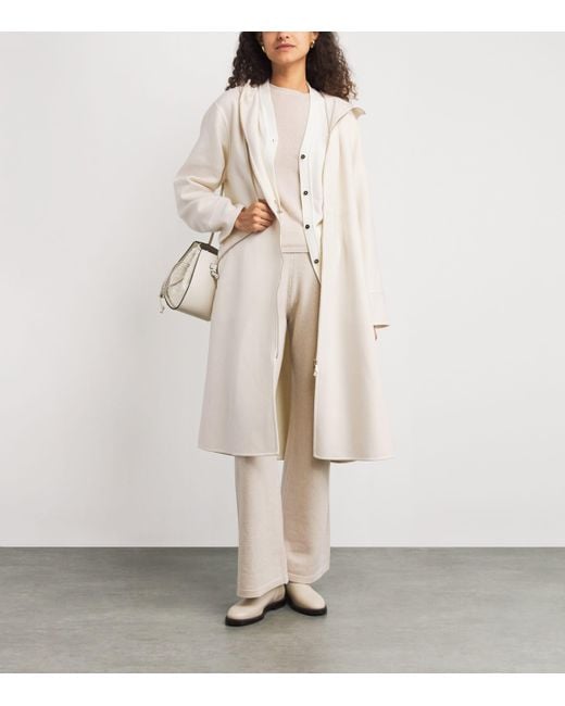 Eleventy White Wool Hooded Coat
