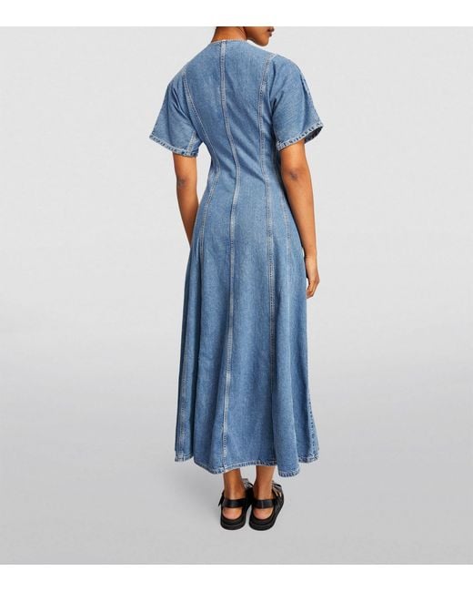 Ganni Blue Denim Maxi Dress