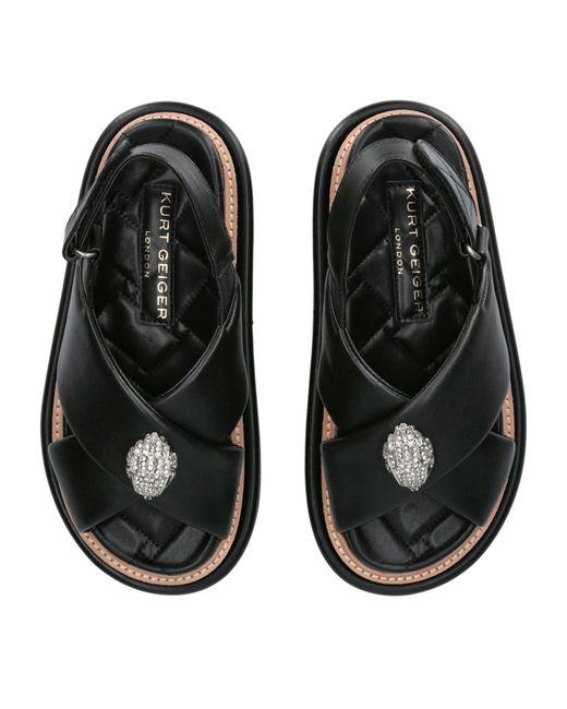 Kurt Geiger Black Leather Orson Cross-strap Sandals