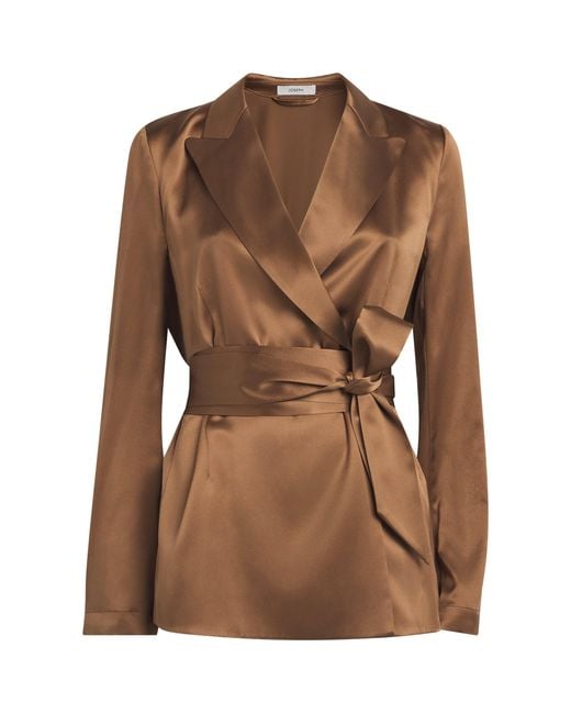 Joseph Brown Silk Satin Archer Jacket