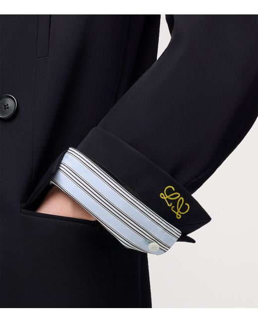 Loewe Blue Wool-Blend Double-Breasted Coat for men