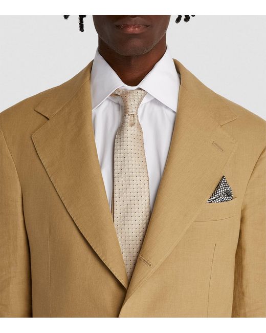 Emporio Armani White Silk Woven Dotted Tie for men