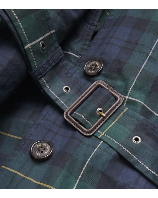Polo Ralph Lauren Blue Waxed Cotton Tartan Overcoat for men
