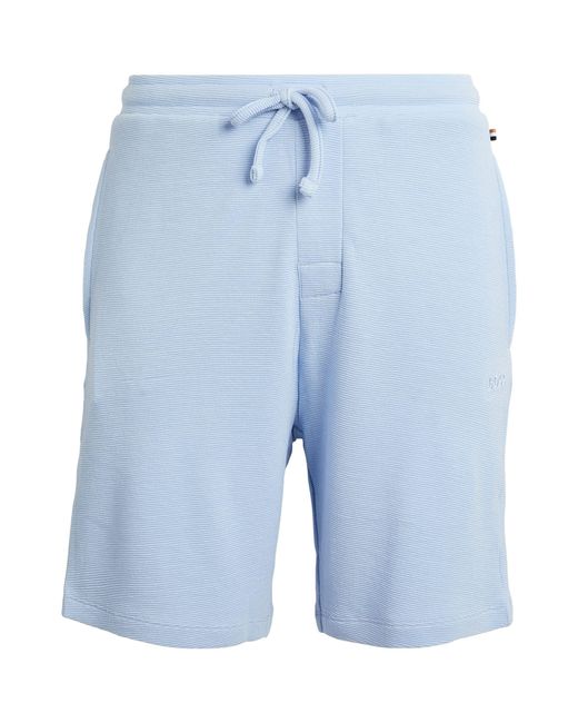 Boss Blue Ribbed Logo Shorts for men