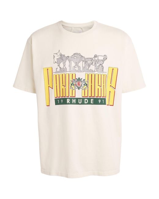 Rhude White Cotton Trofeo Print T-Shirt for men