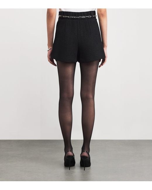 Maje Black Tweed Chain Belt Shorts