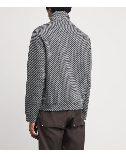 Emporio Armani Gray Jacquard Half Zip Pullover for men