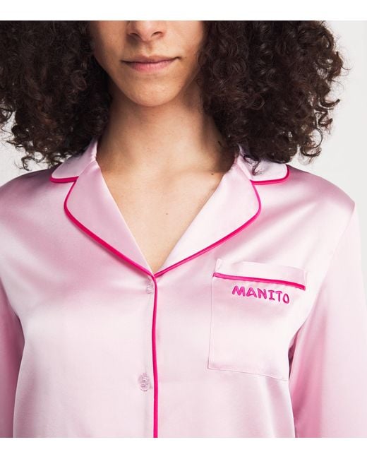 Manitu Pink Mulberry Silk Macaron Pyjamas