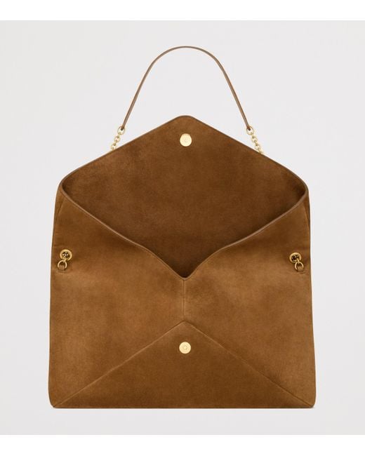 Saint Laurent Brown Extra Large Cassandre Envelope Chain Wallet