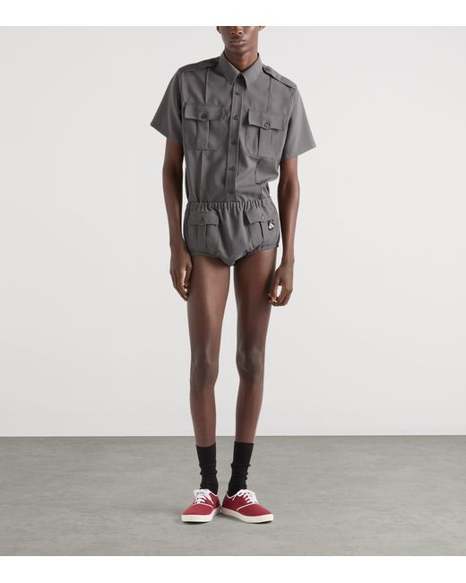 Prada Gray Technical Short-Sleeve Shirt for men