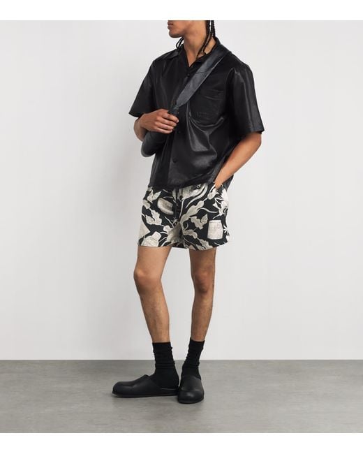 Amiri Gray Silk Floral Print Shorts for men