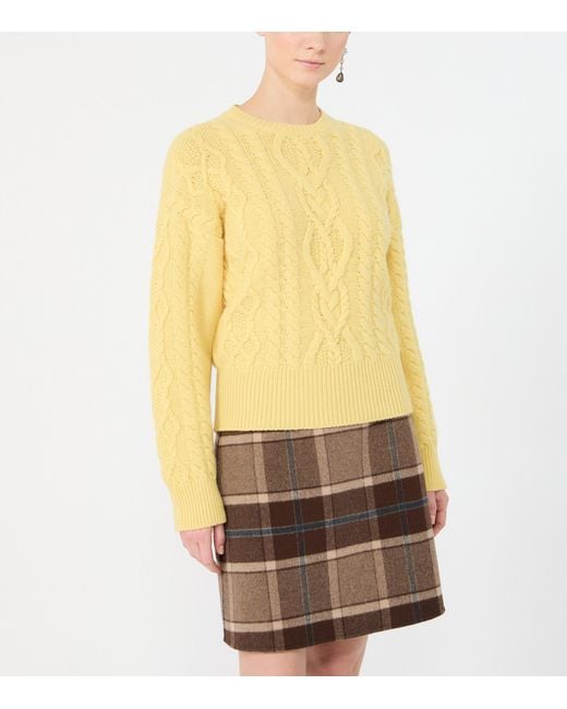 Weekend by Maxmara Yellow Wool Cable Knit Sweater