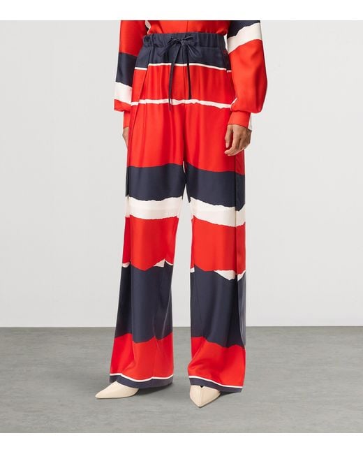 Loewe Red Satin Geometric Wide-Leg Trousers