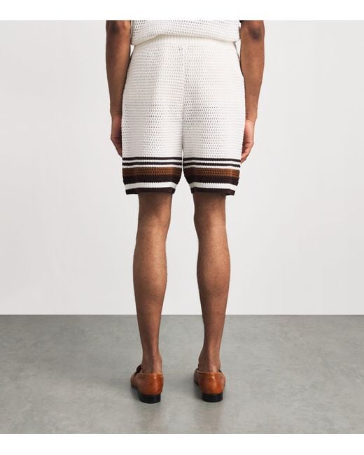 Casablanca White Crochet Stripe Shorts for men
