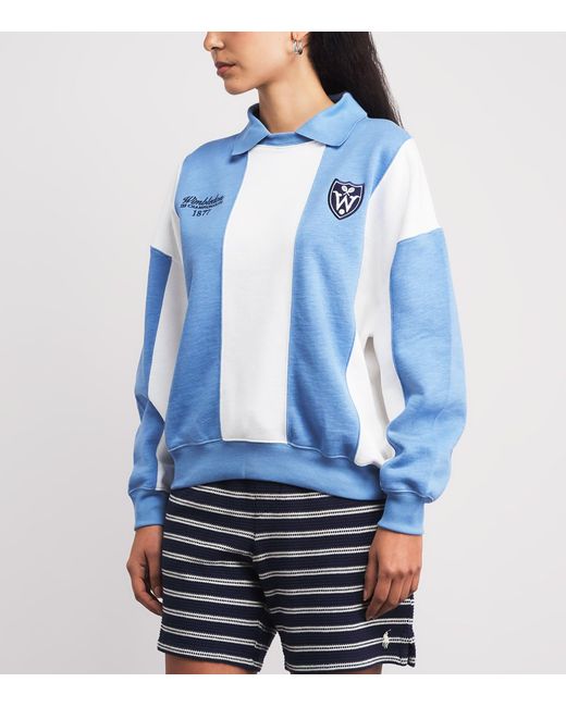 Polo Ralph Lauren Blue X Wimbledon Cotton-Blend Embroidered Sweatshirt