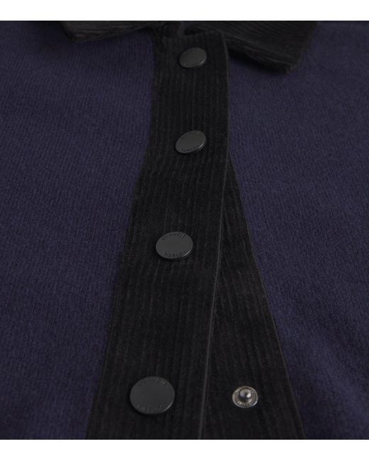 Claudie Pierlot Blue Corduroy-Collar Cardigan