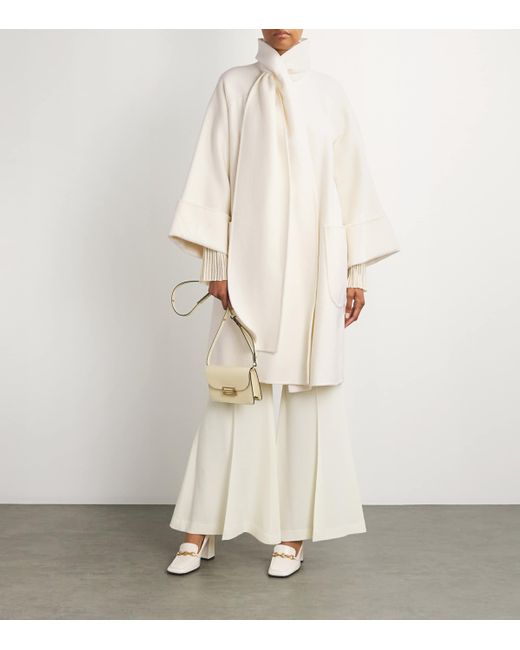 Wolk Morais White Cashmere Cunardier High Neck Coat