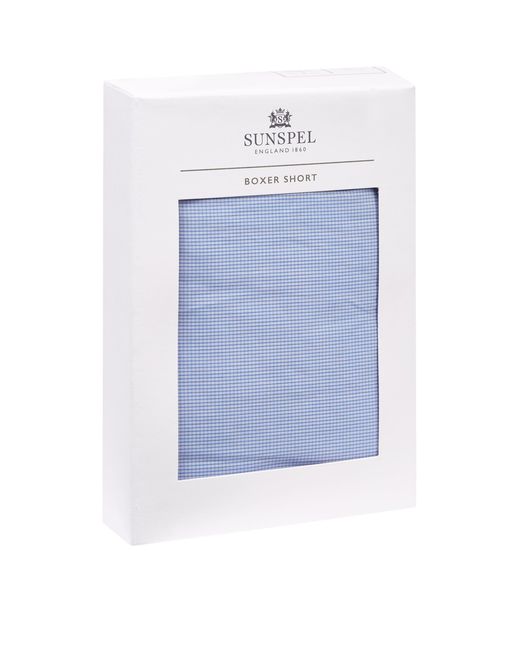 Sunspel Blue Mini Check Boxers for men