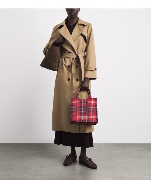 Harrods Red Small Tartan Tote Bag