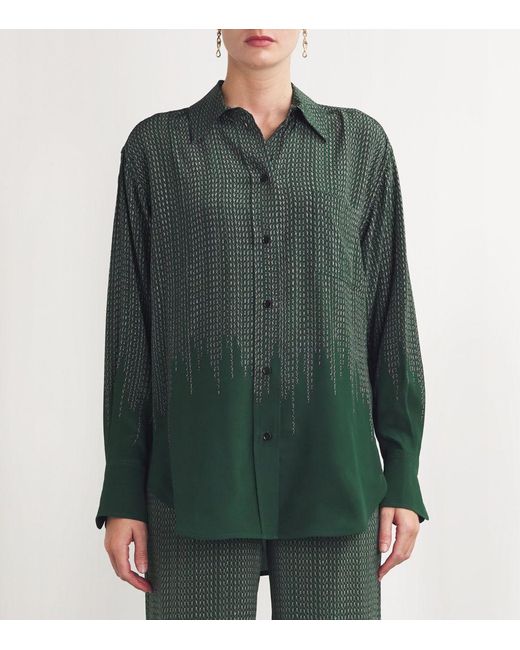 Victoria Beckham Green Silk Chain Print Pyjama Shirt