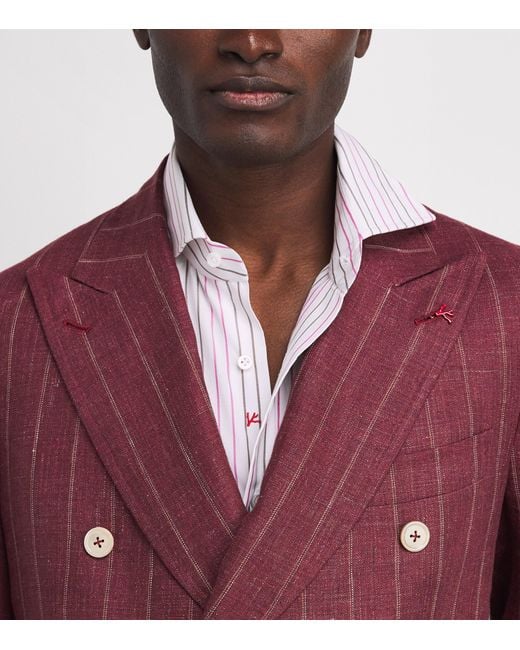 Isaia White Egyptian Cotton Stripe Shirt for men