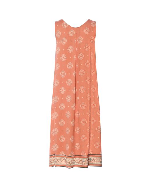 Hanro Pink Patterned Scoop-Neck Midi Dress