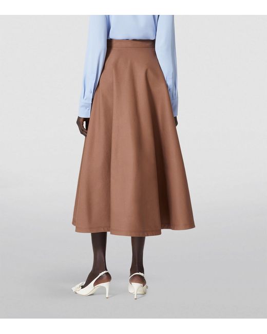 Valentino Garavani Brown Cotton A-line Midi Skirt