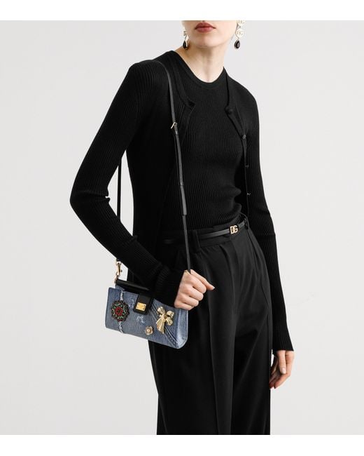 Dolce & Gabbana Blue Denim Embellished Mini Bag