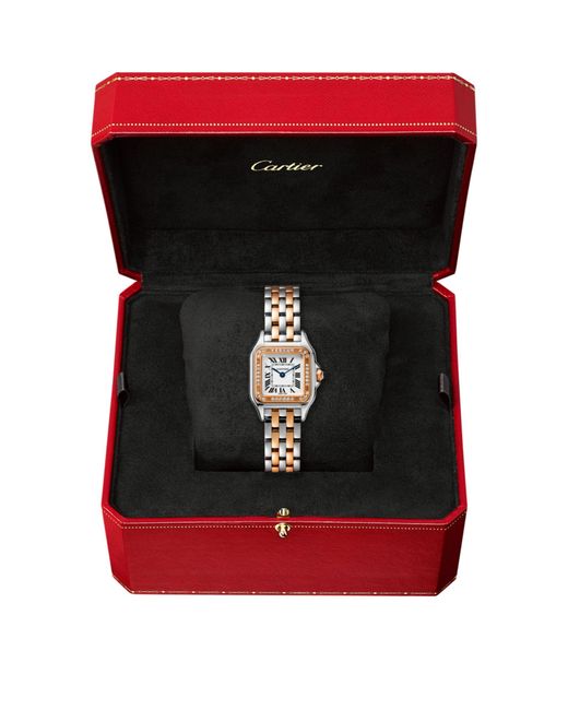 Cartier Metallic Rose Gold, Stainless Steel And Diamond Panthère De Watch 22mm