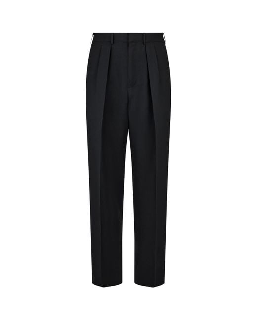 Tom Ford Black Wool Pleated Trousers for men