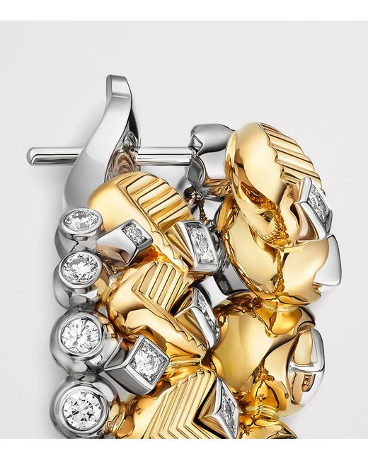Cartier Metallic And Diamond Grain De Café Earrings