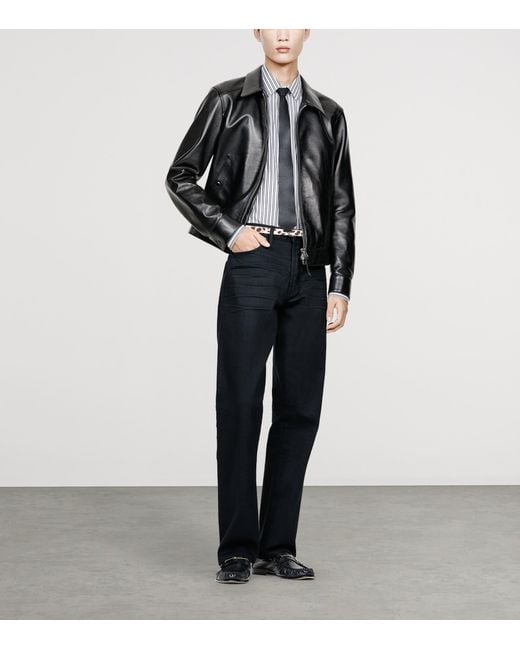 Tom Ford Black Short Leather Jacket for men