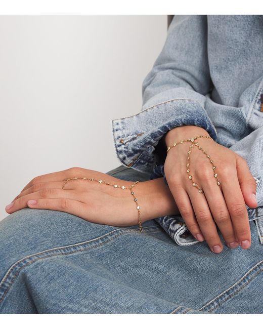 Jacquie Aiche Metallic And Diamond Marquise Blossom Finger Bracelet