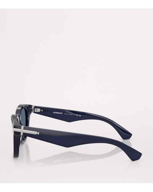 Burberry Blue Acetate Round Sunglasses for men