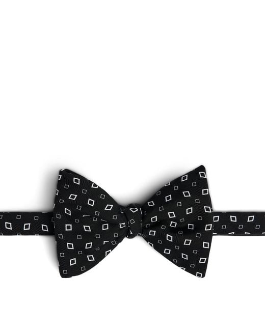 Dunhill Black Mulberry Silk Printed Bow Tie for men