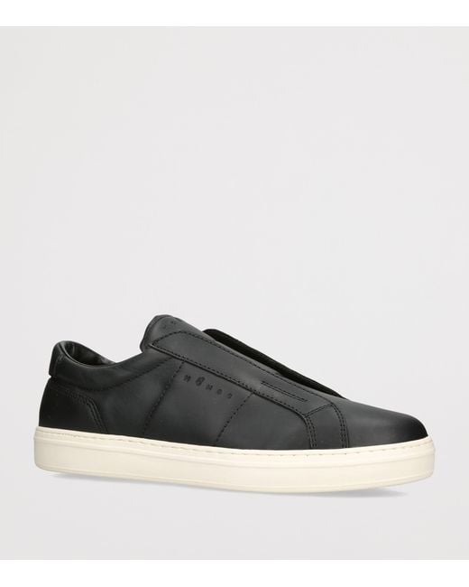 Hogan Black Leather H668 Slip-On Sneakers for men