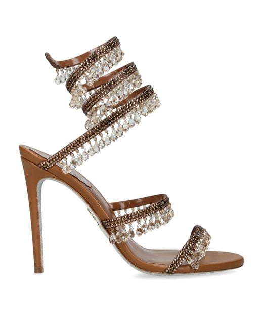 Rene Caovilla Brown Embellished Chandelier Sandals 105