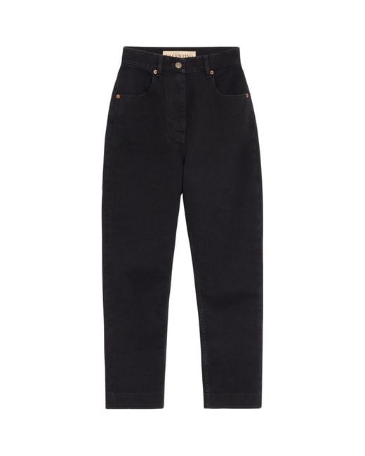 Valentino Blue Stretch-Denim Cropped Straight Jeans