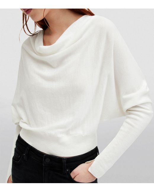 AllSaints White Merino Ridley Cropped Sweater