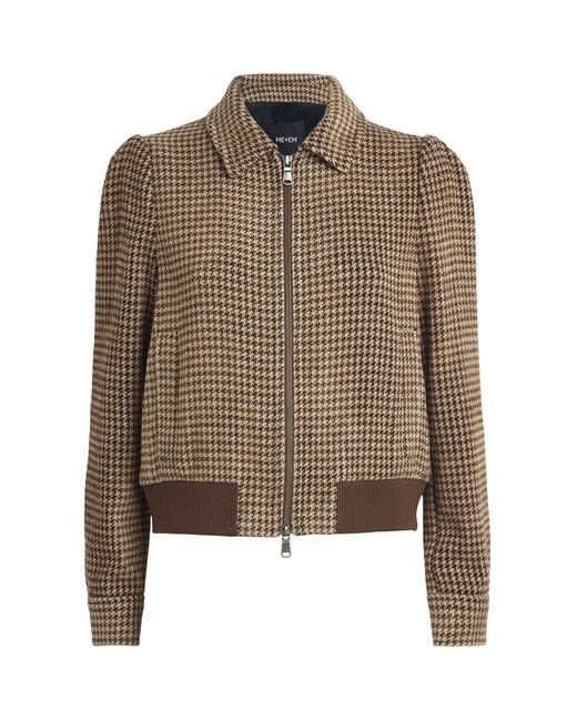 ME+EM Brown Houndstooth Bomber Jacket
