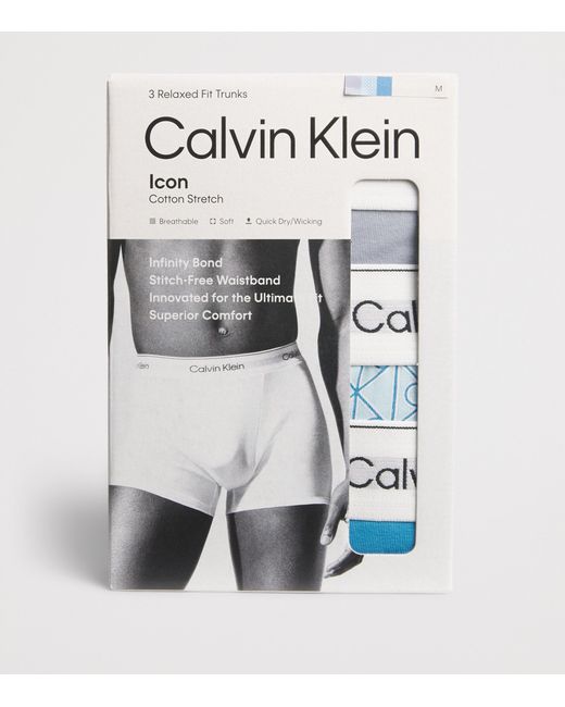 Calvin Klein Blue Stretch-Cotton Relaxed Icon Trunks for men
