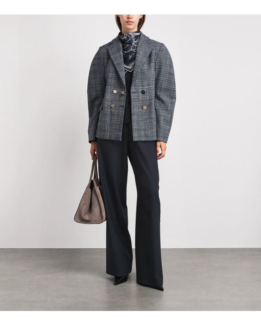 Fabiana Filippi Blue Merino-Blend Beaded Trousers
