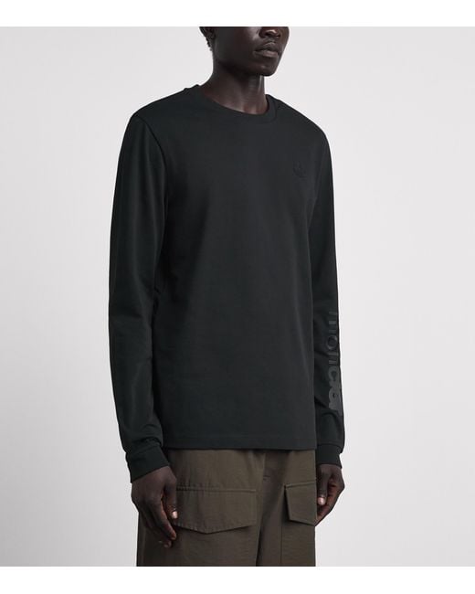 Moncler Black Cotton Logo Long-Sleeve T-Shirt for men